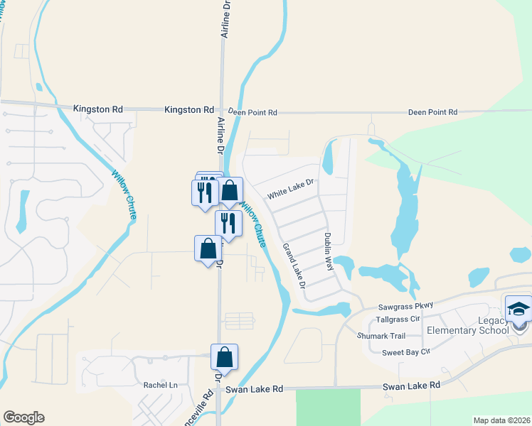 map of restaurants, bars, coffee shops, grocery stores, and more near 3935 White Lake Drive in Bossier City