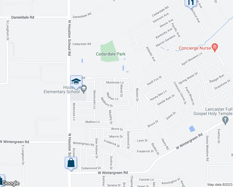 map of restaurants, bars, coffee shops, grocery stores, and more near 2914 Margeaux Drive in Lancaster