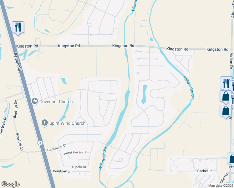 map of restaurants, bars, coffee shops, grocery stores, and more near 988 Maize Street in Bossier City
