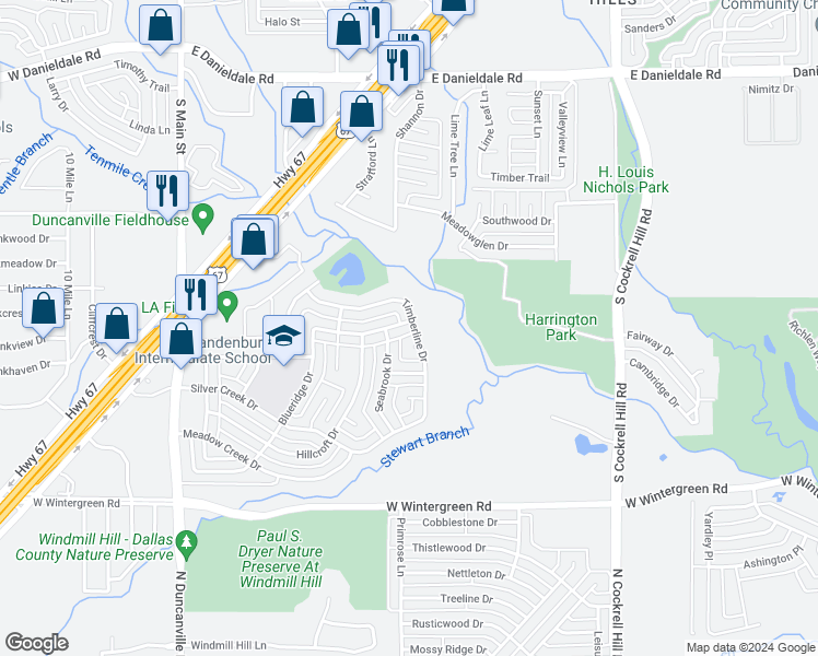 map of restaurants, bars, coffee shops, grocery stores, and more near 438 Blueridge Drive in Duncanville