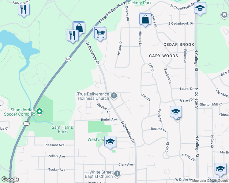 map of restaurants, bars, coffee shops, grocery stores, and more near 570 Pride Avenue in Auburn