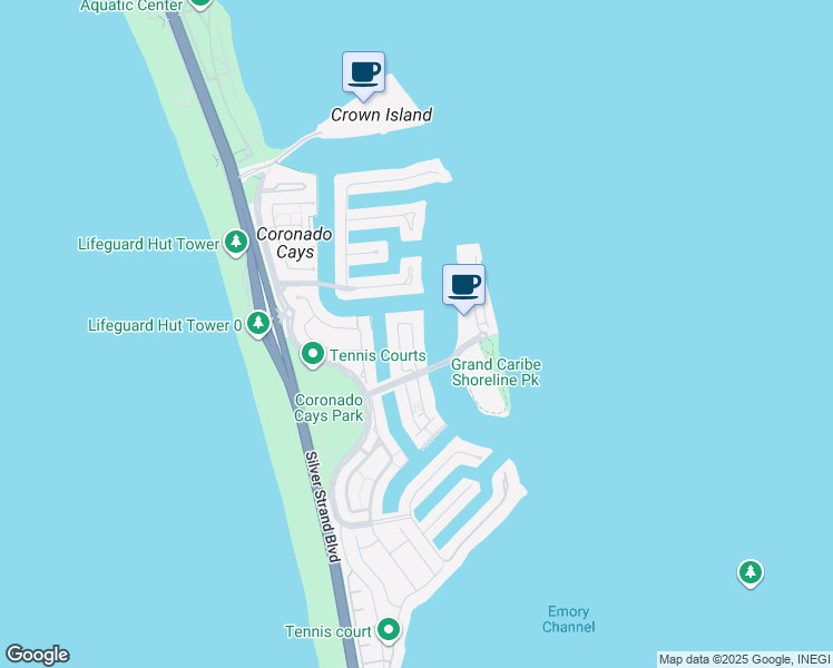 map of restaurants, bars, coffee shops, grocery stores, and more near 38 Antigua Court in Coronado