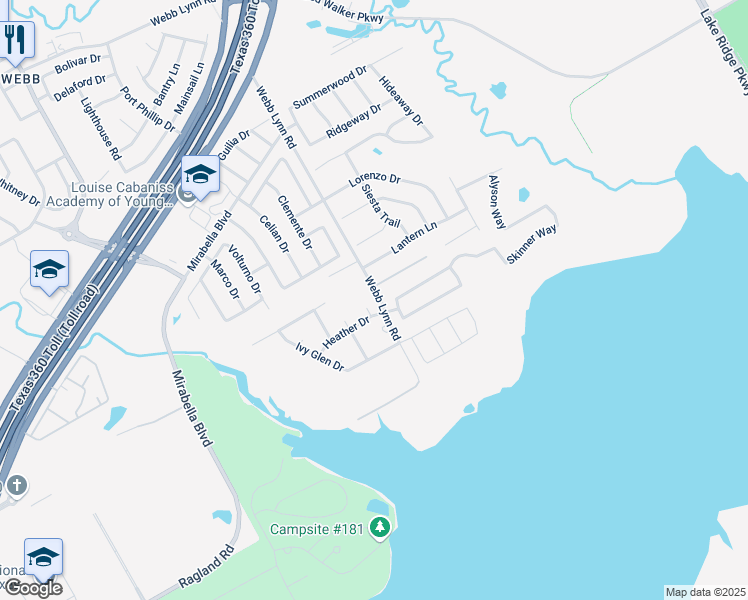 map of restaurants, bars, coffee shops, grocery stores, and more near 8018 Webb Lynn Road in Grand Prairie