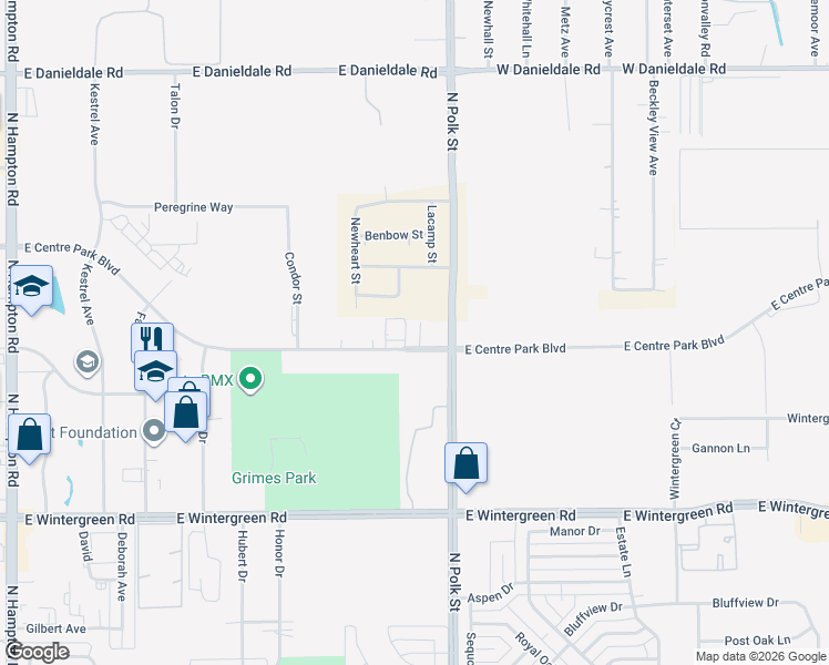 map of restaurants, bars, coffee shops, grocery stores, and more near 727 East Centre Park Boulevard in DeSoto