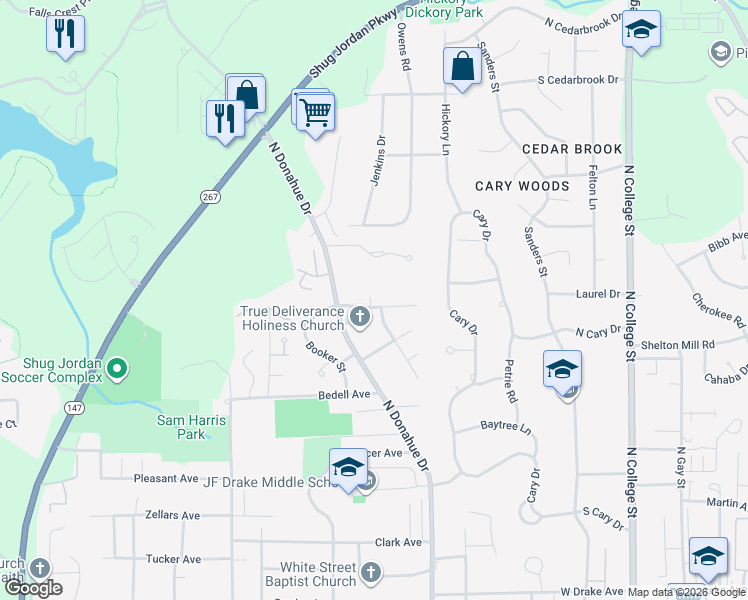 map of restaurants, bars, coffee shops, grocery stores, and more near 540 Pride Avenue in Auburn