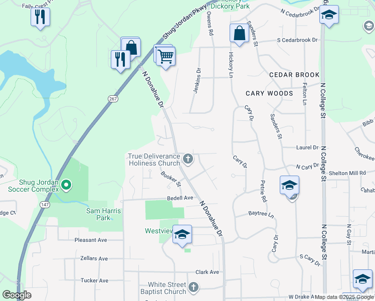map of restaurants, bars, coffee shops, grocery stores, and more near 570 Pride Avenue in Auburn