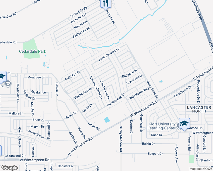 map of restaurants, bars, coffee shops, grocery stores, and more near 1248 Flower Ridge Drive in Lancaster