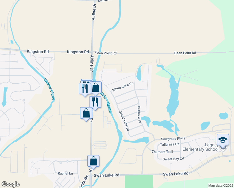 map of restaurants, bars, coffee shops, grocery stores, and more near 3935 White Lake Drive in Bossier City