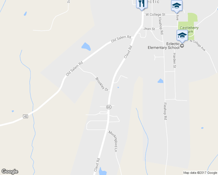 map of restaurants, bars, coffee shops, grocery stores, and more near 345 Brookley Drive in Eclectic