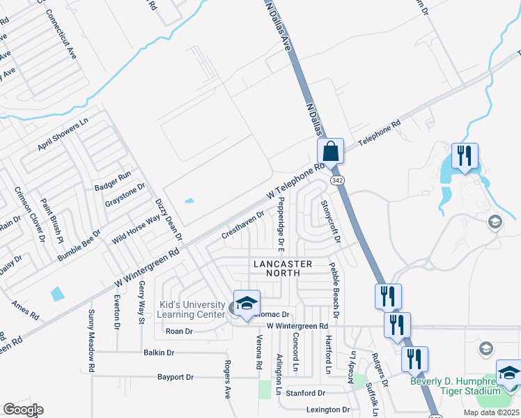 map of restaurants, bars, coffee shops, grocery stores, and more near 919 Cresthaven Drive in Lancaster
