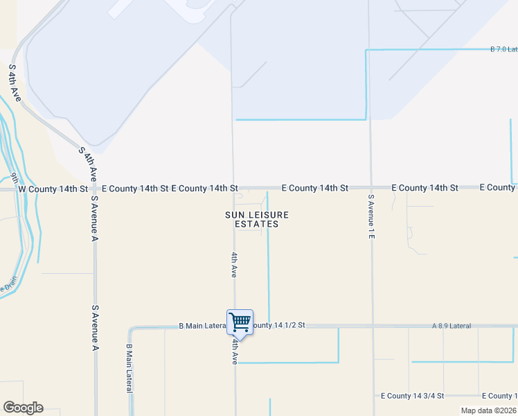 map of restaurants, bars, coffee shops, grocery stores, and more near 1409 West Jennifer Lane in Yuma