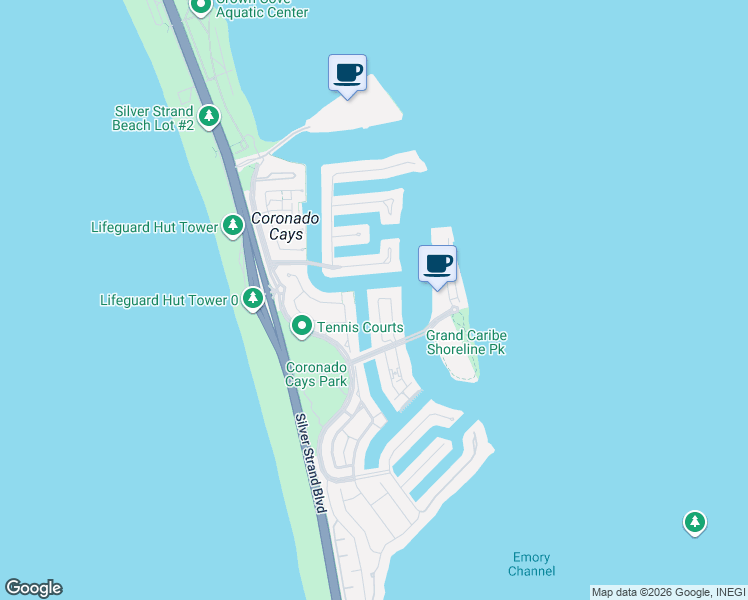 map of restaurants, bars, coffee shops, grocery stores, and more near 60 Antigua Court in Coronado