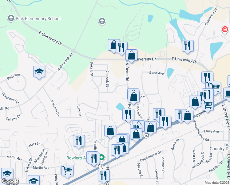 map of restaurants, bars, coffee shops, grocery stores, and more near 1006 Chinook Street in Auburn