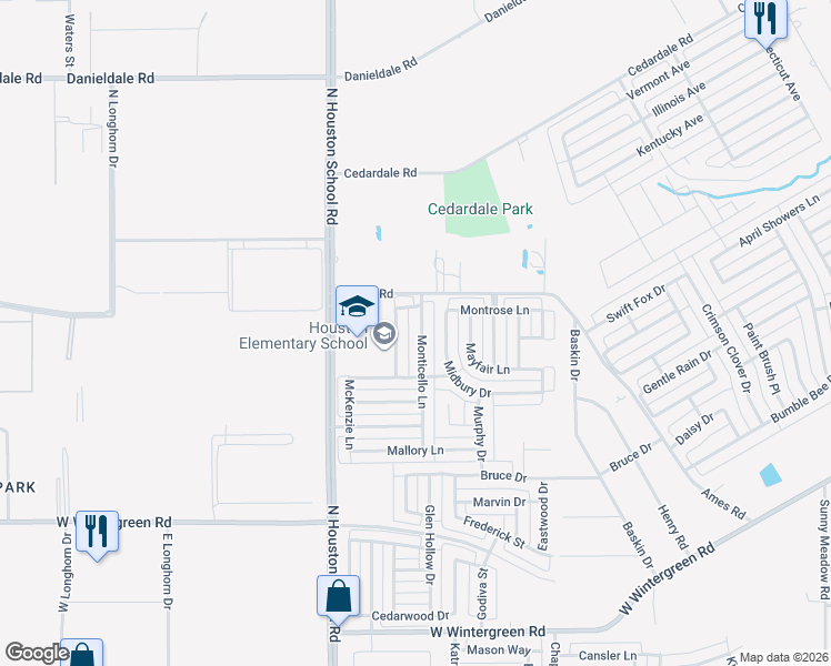 map of restaurants, bars, coffee shops, grocery stores, and more near 2941 Monticello Lane in Lancaster