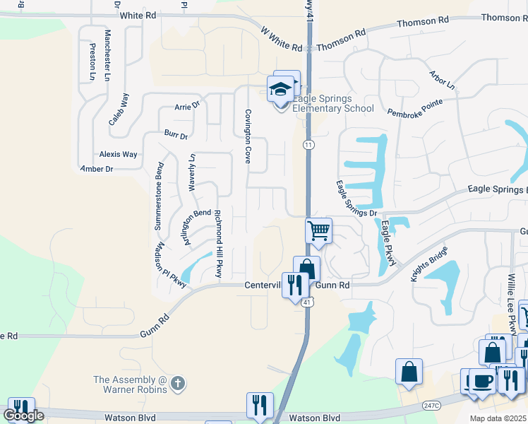 map of restaurants, bars, coffee shops, grocery stores, and more near 114 Alexandria Ct in Byron