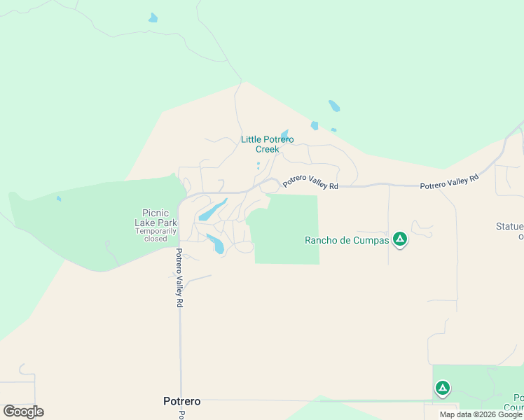 map of restaurants, bars, coffee shops, grocery stores, and more near 25415 Potrero Valley Road in Potrero