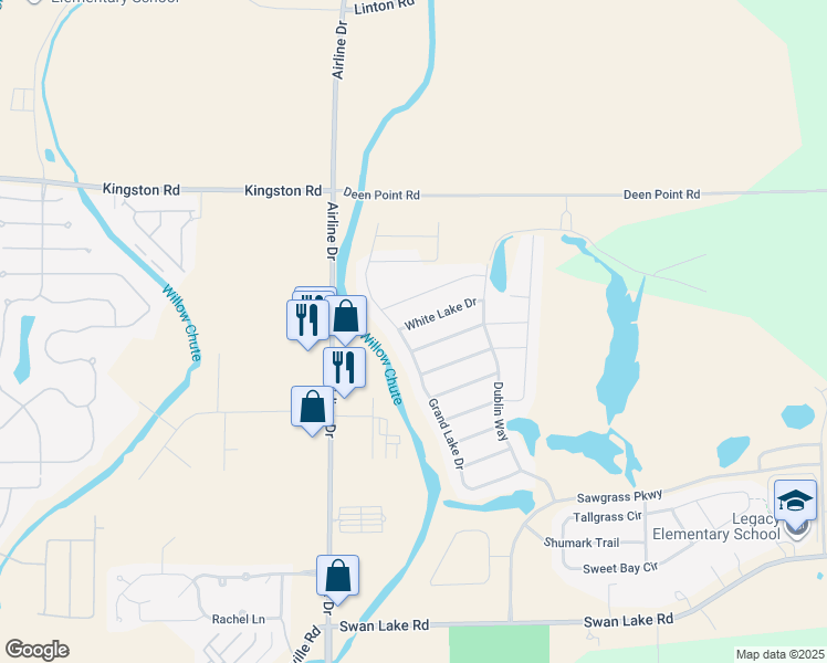 map of restaurants, bars, coffee shops, grocery stores, and more near 3935 White Lake Drive in Bossier City