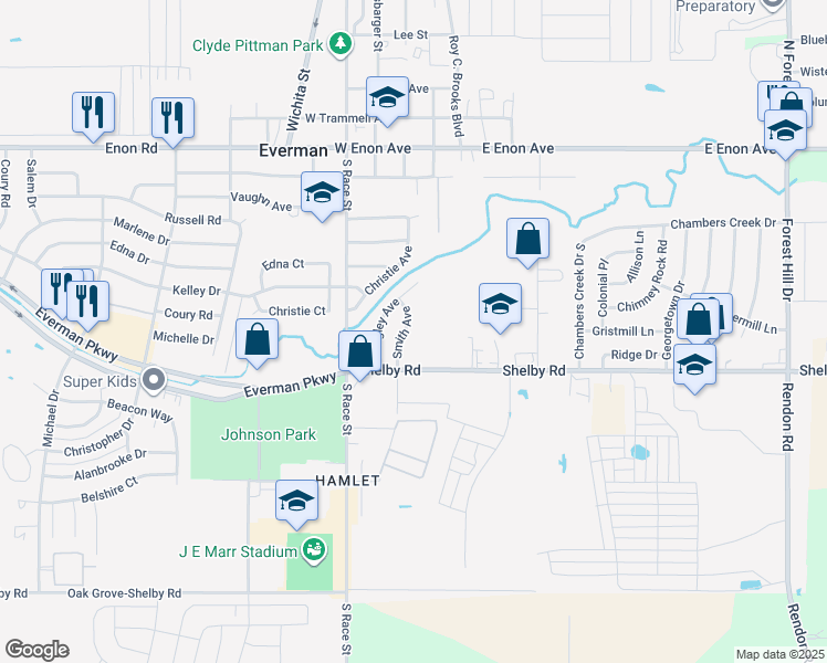 map of restaurants, bars, coffee shops, grocery stores, and more near 421 Smith Avenue in Fort Worth