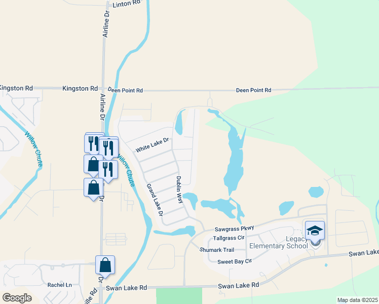 map of restaurants, bars, coffee shops, grocery stores, and more near 3453 Grand Cane Lane in Bossier City