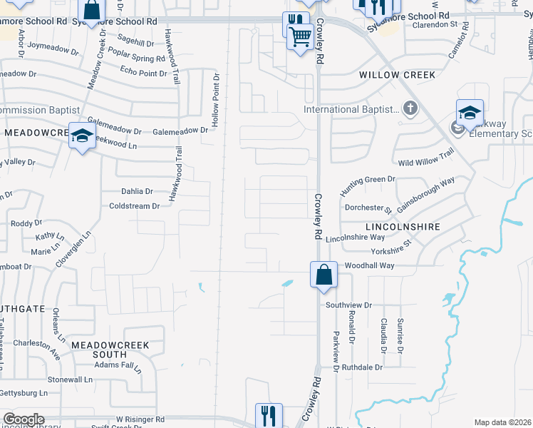 map of restaurants, bars, coffee shops, grocery stores, and more near 2068 Joyner Ranch Road in Fort Worth