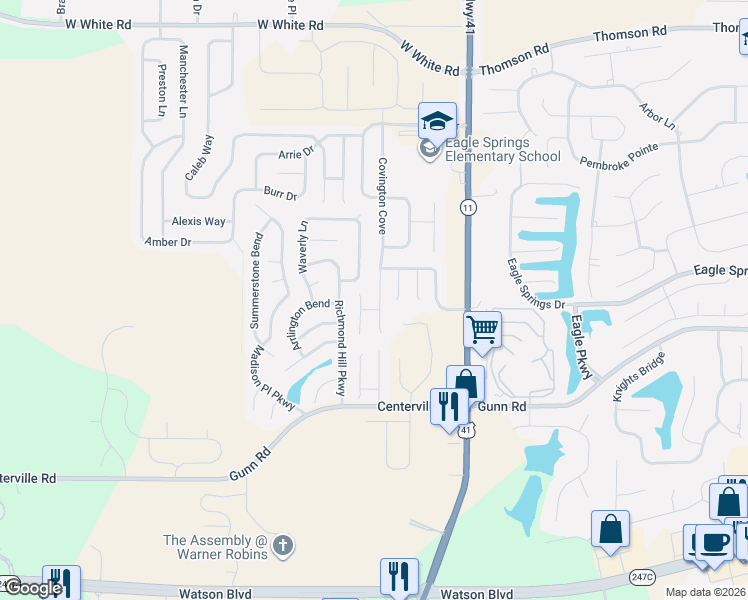 map of restaurants, bars, coffee shops, grocery stores, and more near 138 Greenspan Way in Byron