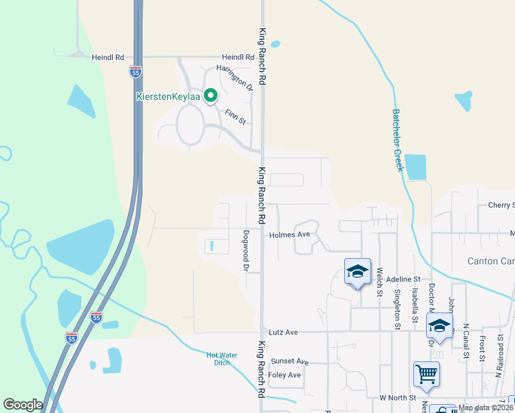 map of restaurants, bars, coffee shops, grocery stores, and more near 565 King Ranch Rd in Canton