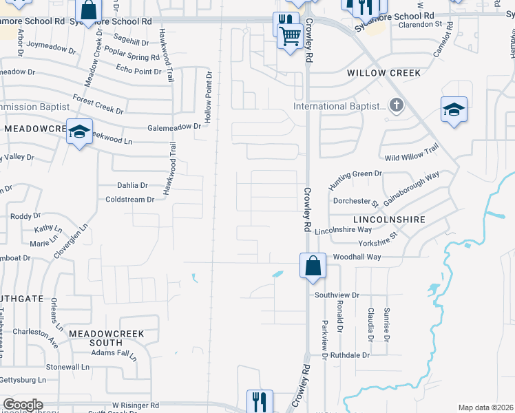 map of restaurants, bars, coffee shops, grocery stores, and more near 2064 Joyner Ranch Road in Fort Worth