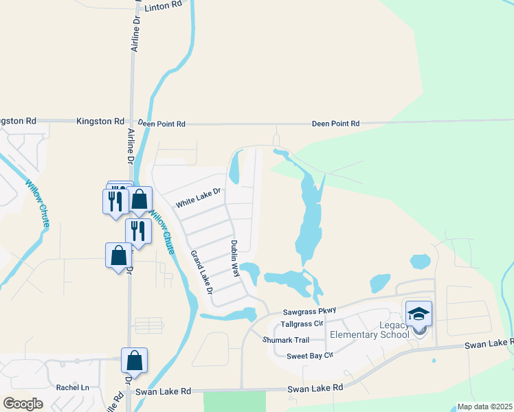 map of restaurants, bars, coffee shops, grocery stores, and more near 3453 Grand Cane Lane in Bossier City