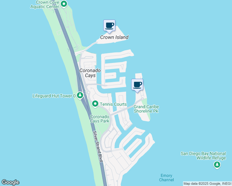 map of restaurants, bars, coffee shops, grocery stores, and more near 60 Antigua Court in Coronado