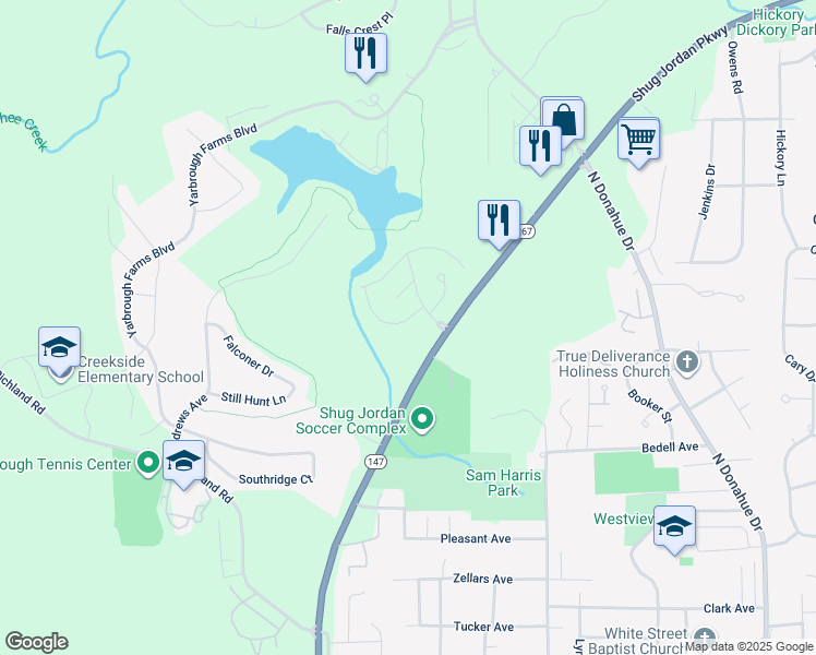 map of restaurants, bars, coffee shops, grocery stores, and more near 112103 Northwood Drive in Auburn