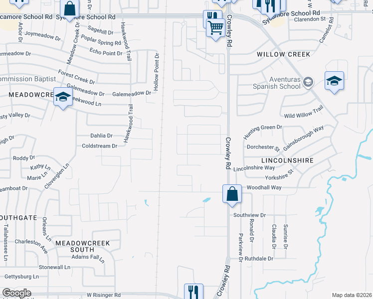 map of restaurants, bars, coffee shops, grocery stores, and more near 2064 Joyner Ranch Road in Fort Worth