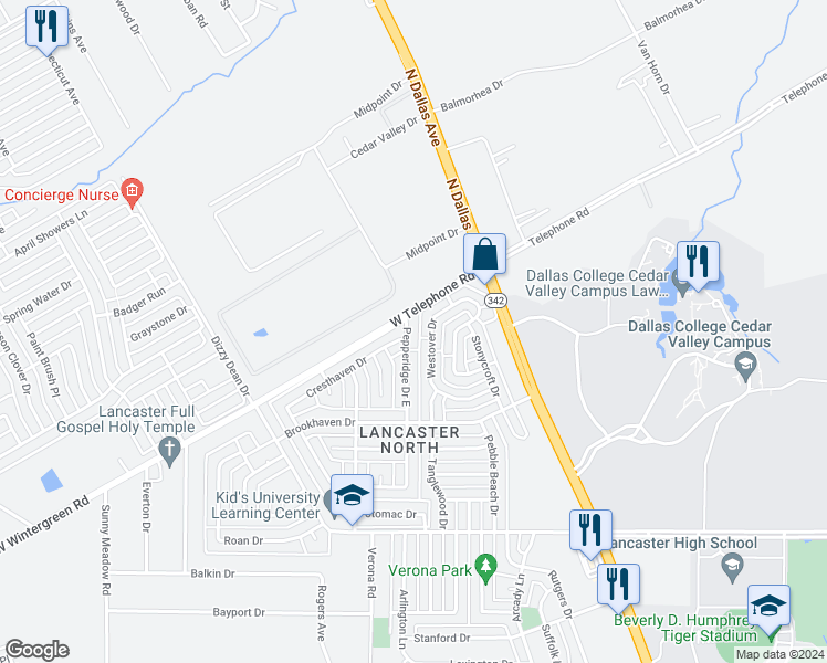 map of restaurants, bars, coffee shops, grocery stores, and more near 3014 Pepperidge Drive East in Lancaster