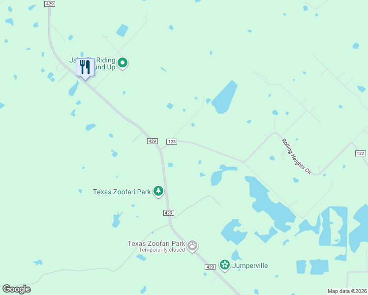 map of restaurants, bars, coffee shops, grocery stores, and more near 10104 Farm to Market 429 in Kaufman