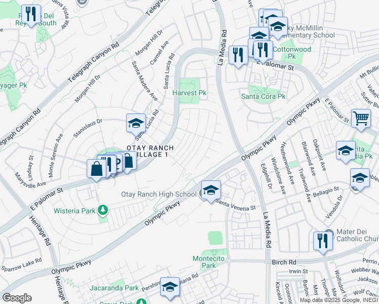 map of restaurants, bars, coffee shops, grocery stores, and more near 1540 Gold Run Road in Chula Vista