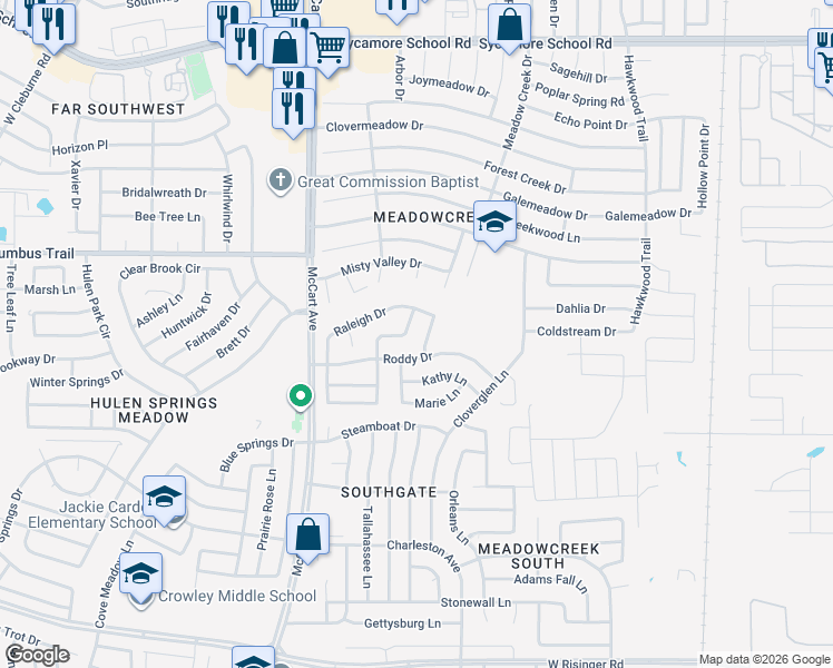 map of restaurants, bars, coffee shops, grocery stores, and more near in Fort Worth