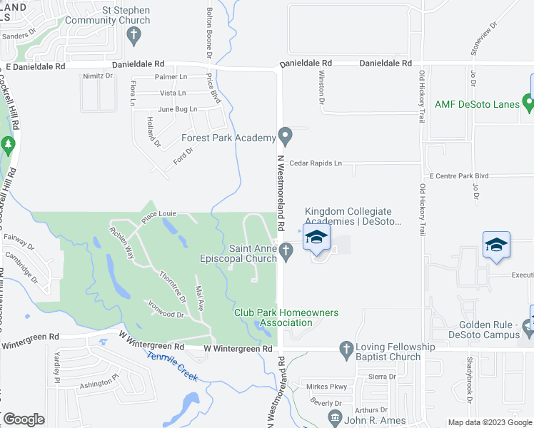 map of restaurants, bars, coffee shops, grocery stores, and more near 1820 Masters Drive in DeSoto