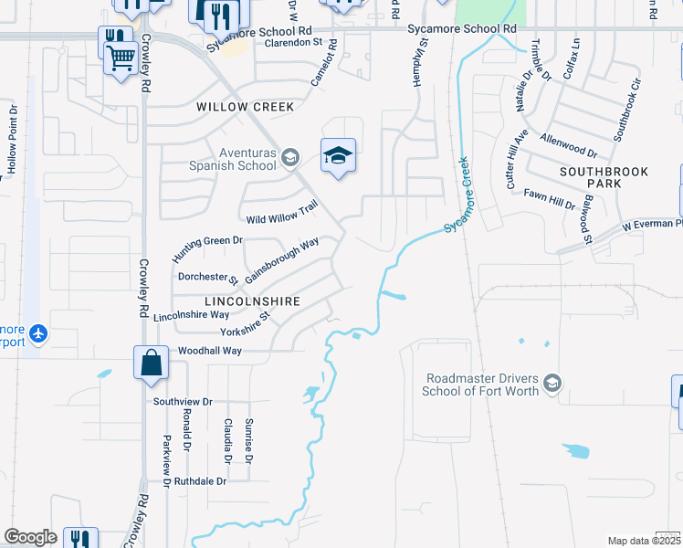 map of restaurants, bars, coffee shops, grocery stores, and more near 1350 Eastview Street in Fort Worth