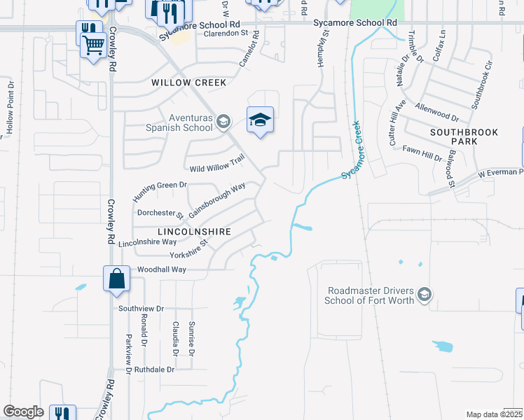 map of restaurants, bars, coffee shops, grocery stores, and more near 1350 Eastview Street in Fort Worth
