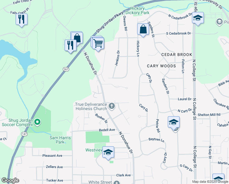 map of restaurants, bars, coffee shops, grocery stores, and more near 540 Pride Avenue in Auburn