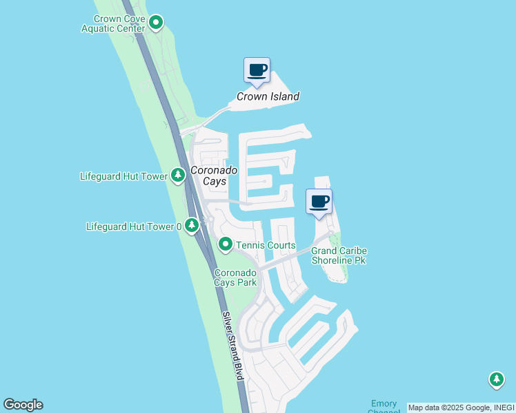 map of restaurants, bars, coffee shops, grocery stores, and more near 30 Green Turtle Road in Coronado