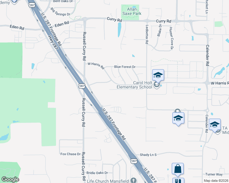 map of restaurants, bars, coffee shops, grocery stores, and more near 3704 Vista Chase Court in Arlington