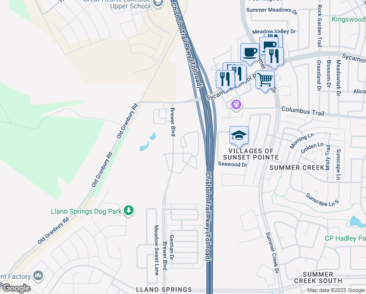 map of restaurants, bars, coffee shops, grocery stores, and more near 5699 Columbus Trail in Fort Worth