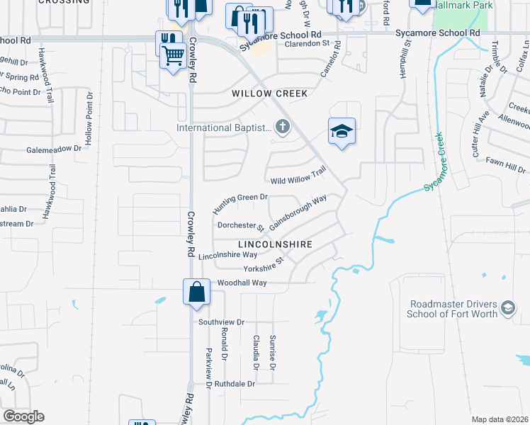 map of restaurants, bars, coffee shops, grocery stores, and more near 9004 Cheshire Street in Fort Worth