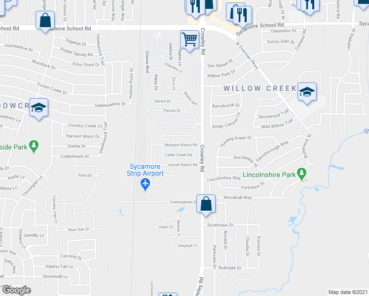 map of restaurants, bars, coffee shops, grocery stores, and more near 2024 Matador Ranch Road in Fort Worth
