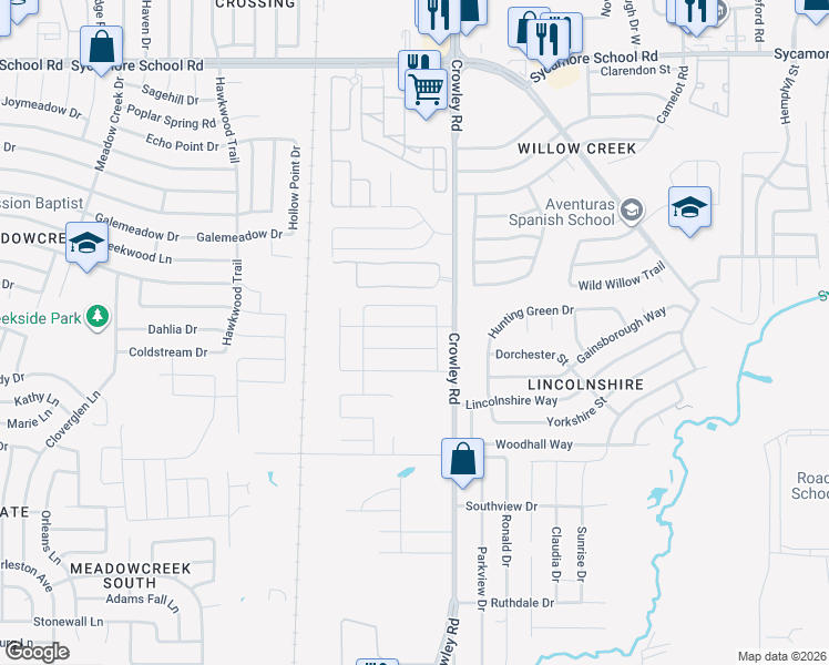 map of restaurants, bars, coffee shops, grocery stores, and more near 2029 Matador Ranch Road in Fort Worth