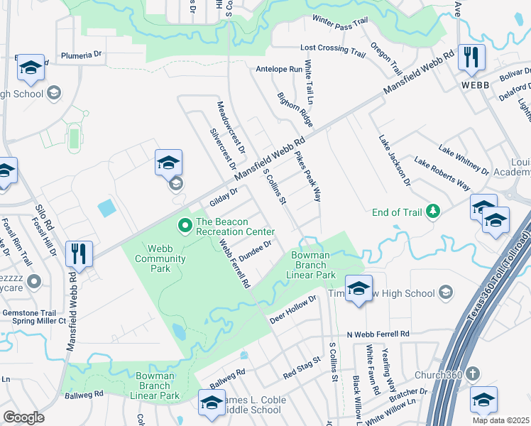 map of restaurants, bars, coffee shops, grocery stores, and more near 1410 Kilkenny Drive in Arlington