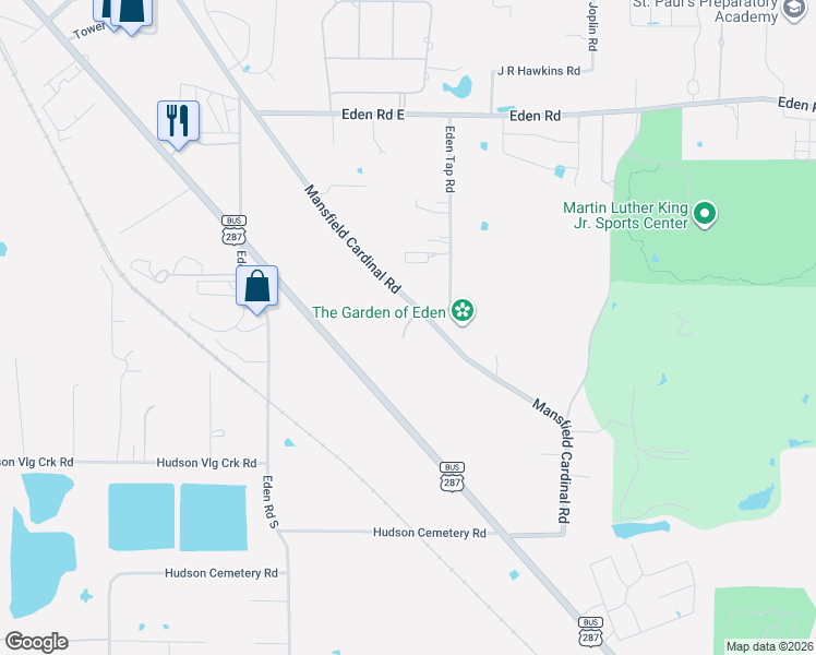 map of restaurants, bars, coffee shops, grocery stores, and more near 7316 Mansfield Cardinal Road in Kennedale