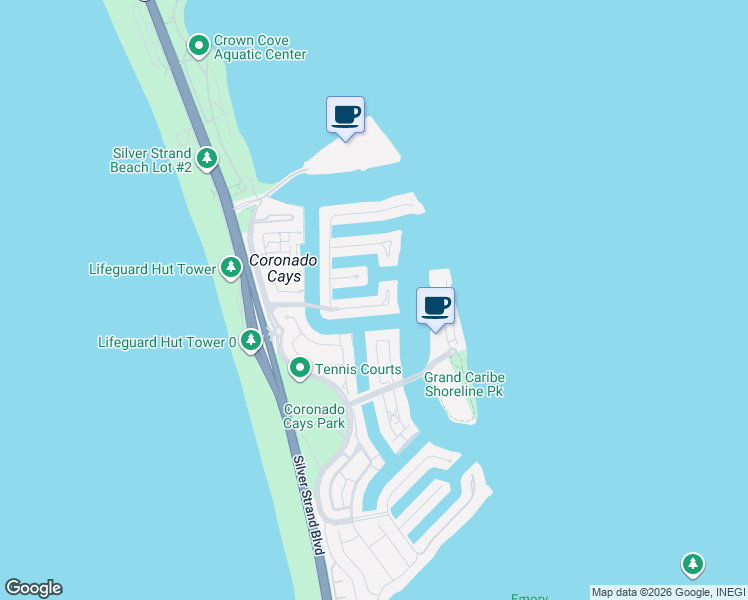 map of restaurants, bars, coffee shops, grocery stores, and more near 33 Green Turtle Road in Coronado