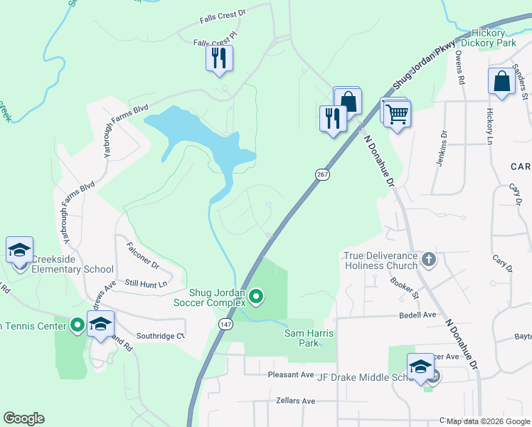 map of restaurants, bars, coffee shops, grocery stores, and more near 1060 Northpointe Circle in Auburn