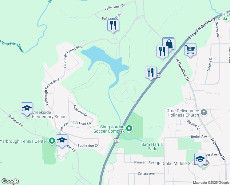 map of restaurants, bars, coffee shops, grocery stores, and more near 1193 Northlake Drive in Auburn
